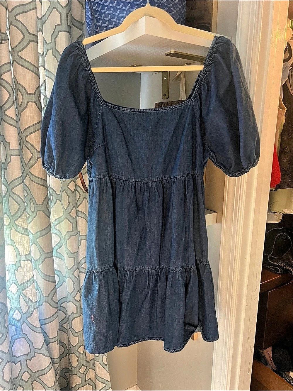 Flying Tomato Denim by Flying Tomato Puff Sleeve Tiered Babydoll Mini Dress